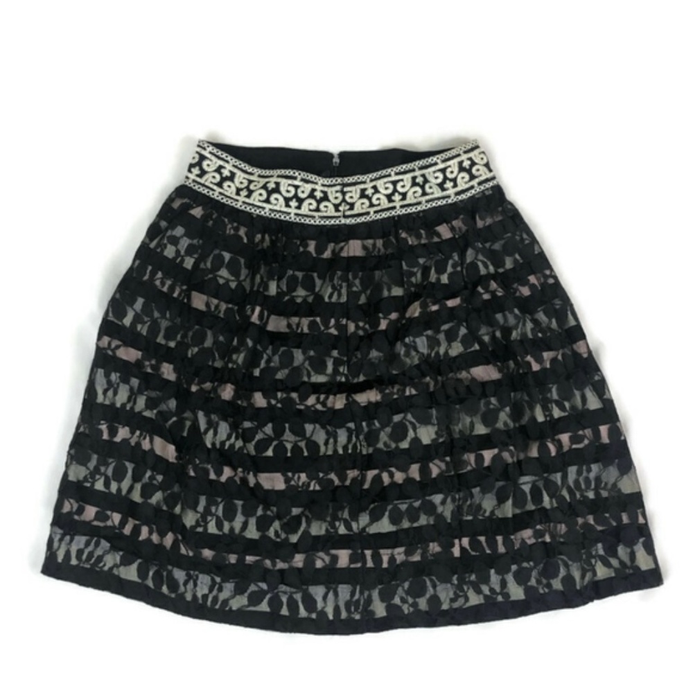 Anthropologie Floreat Women's Black Lace Skirt Size 10